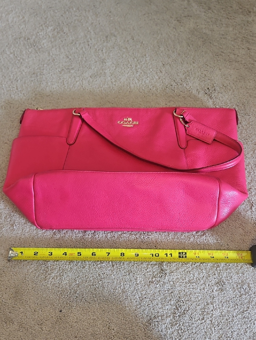 EUC Coach Ava Pink Pebble Leather Tote Bag - Signature Gold Logo - Picture 13 of 14